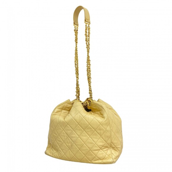 CHANEL Handbags - CHANEL Cream Lambskin Leather Shoulder Bag